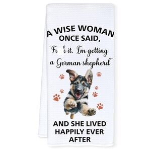 NEW Funny German Shepherd Dog Kitchen Towel Measures 16” x 24”
